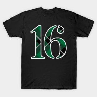 16 Sports Jersey Number Green Black Flannel T-Shirt